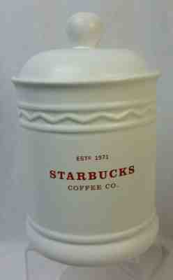 Starbucks Coffee Company Canister Cookie Jar Ceramic estd 1971 large red white - Sold on eBay Nov, 3rd 2019 for $54.99
