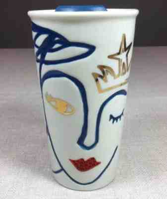 STARBUCKS ANNIVERSARY Ceramic Swarovski Travel Mug Mermaid Siren Crown 10 fl oz - Sold on eBay Nov, 3rd 2019 for $58.00