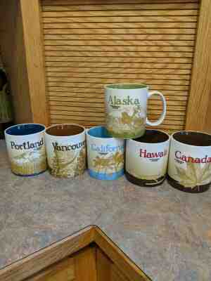 Starbucks mug collection 6 mugs countries, cities, and state.  - Sold on eBay Nov, 15th 2019 for $75.00