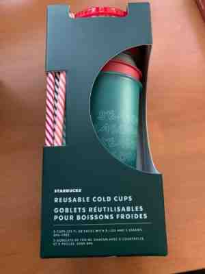 Starbucks 2019 Holiday Christmas Winter Reusable Cold Cups 5 pack w/ Straws New - Sold on eBay Nov, 15th 2019 for $15.00