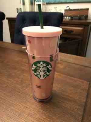 NEW Starbucks Ban.do Pink Tumbler Cold Cup Sweater Weather 24oz Venti - Sold on eBay Nov, 15th 2019 for $39.99