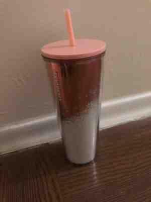 NEW Starbucks 2019 Cascading Snow Rose Gold Winter Holiday Tumbler Venti 24 oz - Sold on eBay Nov, 15th 2019 for $17.30