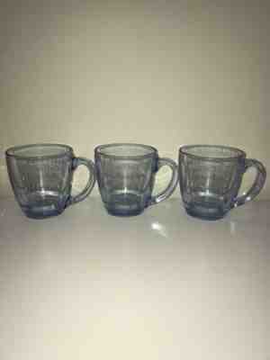 3 Starbucks Etched Clear Blue Tint 15 oz. Glass Mug Cups - Sold on eBay Nov, 15th 2019 for $27.50