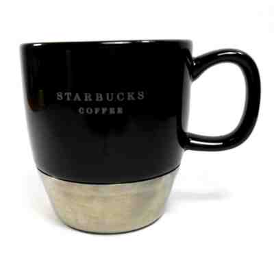 Starbucks 2006 Stainless Steel Bottom Black Silver Letters Coffee Mug Cup 10 oz - Sold on eBay Nov, 15th 2019 for $15.00