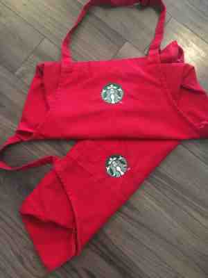 Starbucks Coffee Red Apron Barista Seasonal Holiday * 2 PAIR * - Sold on eBay Nov, 15th 2019 for $70.00