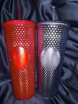 2 Starbucks Holiday 2019 Venti Studded Tumblers Cups (Platinum & Neon Pink) RARE - Sold on eBay Nov, 15th 2019 for $59.99