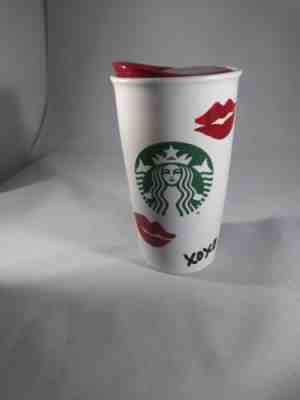 Starbucks XOXO Lips Double Wall Tumbler 2015 Hugs Kisses Ceramic Red Lid 12oz - Sold on eBay Nov, 15th 2019 for $20.00