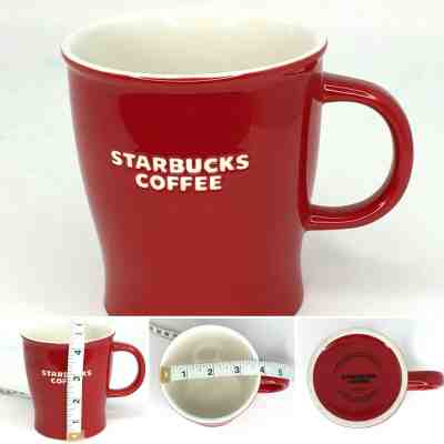 Starbucks 14 oz Coffee Mug 2008 Red Recessed Lettering Tea Cup Beverage Kitchen - Sold on eBay Nov, 15th 2019 for $26.09