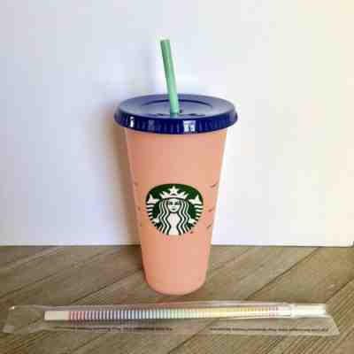 SINGLE Starbucks Color Changing Cold Cup Rose Coral Red NEW 2019 + Rainbow Straw - Sold on eBay Nov, 15th 2019 for $32.00