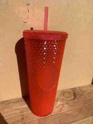 1 NEW STARBUCKS  2019  Neon Pink Studded Cold Cup Tumbler WINTER HOLIDAY 24 oz - Sold on eBay Nov, 15th 2019 for $25.50