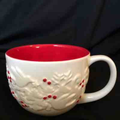 STARBUCKS HOLIDAY 2008 COFFEE Cup Mug red holly berries dove deer Christmas tree - Sold on eBay Nov, 15th 2019 for $16.99
