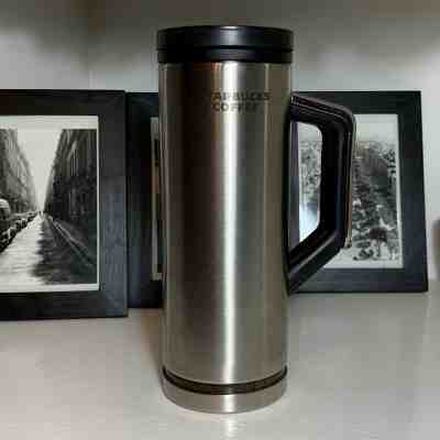 STARBUCKS COFFEE 2009 Stainless Steel Tumbler With Wood Grain Handle 16 oz. HTF - Sold on eBay Nov, 15th 2019 for $21.21
