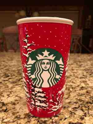 2016 STARBUCKS CERAMIC CHRISTMAS TREES HOLIDAY TRAVEL12 OZ. MUG TUMBLER RED - Sold on eBay Nov, 15th 2019 for $19.99