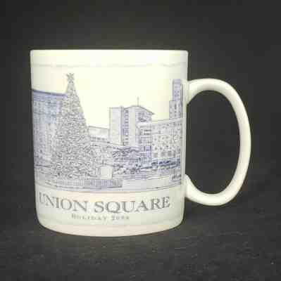 Starbucks Coffee 2006 Union Square Holiday White Tea Mug Cup Architectural 18 oz - Sold on eBay Nov, 14th 2019 for $34.95