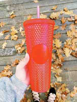 STARBUCKS 2019 Neon Pink Studded Venti Cold Cup Tumbler WINTER HOLIDAY 24 oz - Sold on eBay Nov, 14th 2019 for $29.99