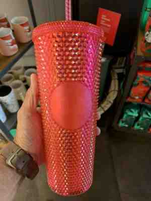 NEW STARBUCKS 2019 Neon Pink Studded Cold Cup Tumbler WINTER HOLIDAY 24 oz - Sold on eBay Nov, 14th 2019 for $25.00