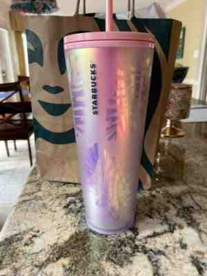 NEW Starbucks 2019 Holiday RARE Pink Pine Cone Tumbler Iridescent Rainbow Matte - Sold on eBay Nov, 14th 2019 for $39.99