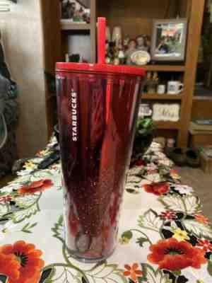 STARBUCKS 2019 Holiday Limited Edition Red Cascading Glitter Tumbler 24 oz Venti - Sold on eBay Nov, 14th 2019 for $25.99
