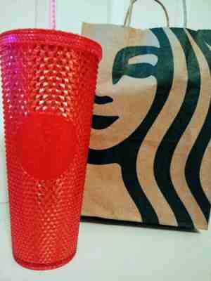 2019 Starbucks Holiday Neon Pink Studded Cold Cup Tumbler 24 oz New - Sold on eBay Nov, 14th 2019 for $22.50