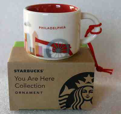 STARBUCKS 2015 PHILADELPHIA You Are Here ORNAMENT NIB ceramic YAH demitasse - Sold on eBay Nov, 14th 2019 for $16.99