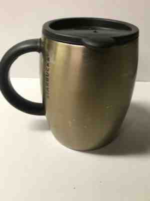Starbucks 2013 Brushed Stainless Steel Barrel Desk Mug Rubber Handle 14 oz  - Sold on eBay Nov, 14th 2019 for $17.99