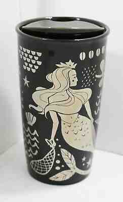 Starbucks 2017 Silver & Black Ceramic Mermaid Siren Travel Mug Tumbler 12 oz NEW - Sold on eBay Nov, 14th 2019 for $20.99