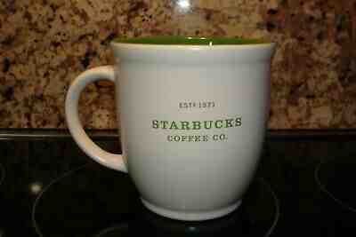 RARE 2007 Starbucks Coffee Mug 18 oz Abbey White Green ESTd 1971 - Sold on eBay Nov, 14th 2019 for $15.85