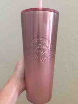 Starbucks Sparkling Rose Gold Holiday Metal Cup Stainless Steel 24 OZ Tumbler - Sold on eBay Nov, 14th 2019 for $45.00