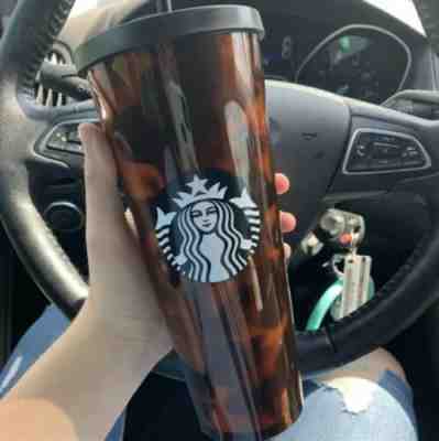 Starbucks Tortoise MATTE Black Top Acrylic Cold Cup Tumbler Venti 24 oz Leopard - Sold on eBay Nov, 14th 2019 for $39.98