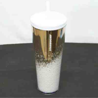 NEW STARBUCKS 2019 Gold  Cascading Snow Tumbler WINTER HOLIDAY Cup - Sold on eBay Nov, 14th 2019 for $30.00