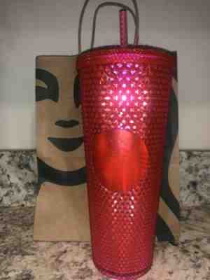 NEW STARBUCKS 2019 Venti Bling HOT PINK Studded Cold Cup Tumbler WINTER HOLIDAY - Sold on eBay Nov, 14th 2019 for $23.50