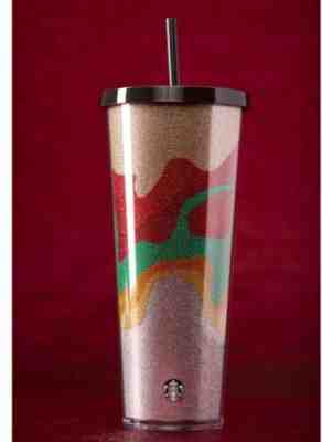 New Starbucks 2018 Holiday Cold Tumbler Cup 24oz Glitter Flow  - Sold on eBay Nov, 14th 2019 for $18.50