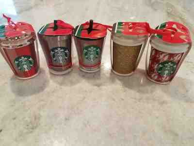 Lot of  5 : NWT Collectible Starbucks Coffee Mini Ornaments 2018 Tumbler Straw - Sold on eBay Nov, 14th 2019 for $30.00