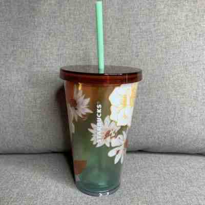 NEW Starbucks 2019 Summer Tumbler Cold Cup Floral Maroon White Green 16 oz - Sold on eBay Nov, 14th 2019 for $19.98