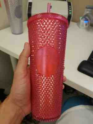 NEW STARBUCKS  2019  Neon Pink Studded Cold Cup Tumbler WINTER HOLIDAY 24 oz - Sold on eBay Nov, 14th 2019 for $36.00