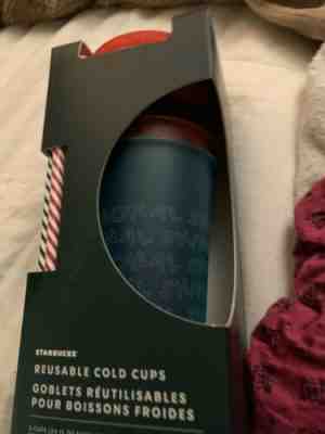 NEW Starbucks 2019 Fall Winter Holiday Christmas REUSABLE COLD CUPS 6 pack - Sold on eBay Nov, 14th 2019 for $17.30