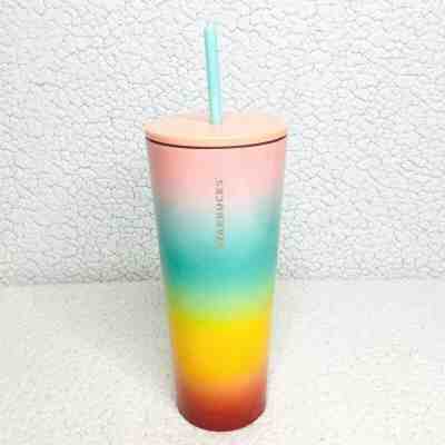Starbucks Rainbow Pastel Ombre Cold Stainless Tumbler 24 FL OZ Venti Brand New - Sold on eBay Nov, 14th 2019 for $31.49