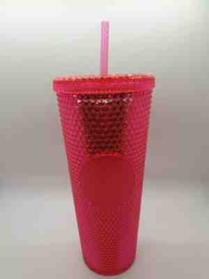 New Starbucks Neon Pink Studded Cold Cup Tumbler Winter 2019 24 oz - Sold on eBay Nov, 14th 2019 for $23.00