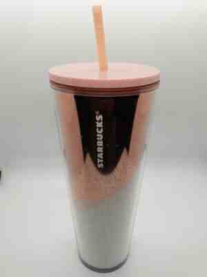 NEW STARBUCKS 2019 Rose Gold & Pink Cascading Snow Tumbler WINTER HOLIDAY Cup  - Sold on eBay Nov, 14th 2019 for $21.00