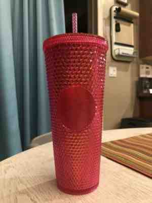 NEW Starbucks 2019 Holiday Bling Neon Pink Iridescent Studded Venti Tumbler Cup - Sold on eBay Nov, 14th 2019 for $34.00