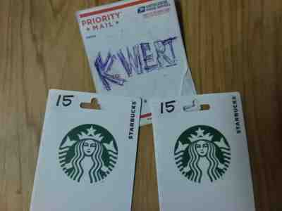 2 NEW Starbucks Gift Cards $15 each $30 TOTAL FREE USPS SHIPPING - Sold on eBay Nov, 14th 2019 for $20.00
