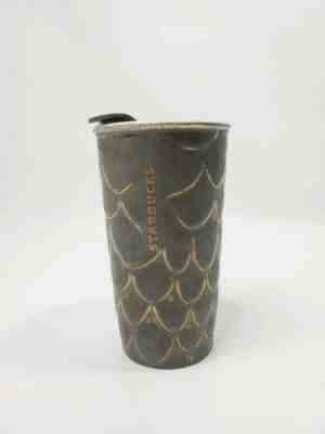 Starbucks Travel Mug Cup w/ Lid Siren Mermaid Scales Gold 10 oz Ceramic Tumbler - Sold on eBay Nov, 13th 2019 for $22.00