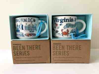 2 New Starbucks 2019 Been There Mug Ornaments Washington DC and Virginia 2 oz ea - Sold on eBay Nov, 13th 2019 for $38.89