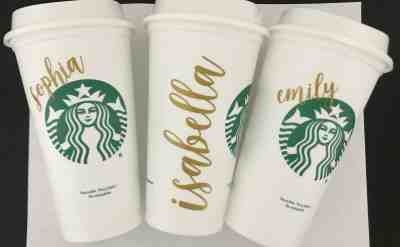 Starbucks Reusable Coffee Cup with Custom Text - Add Your Name - Sold on eBay Nov, 12th 2019 for $60.00