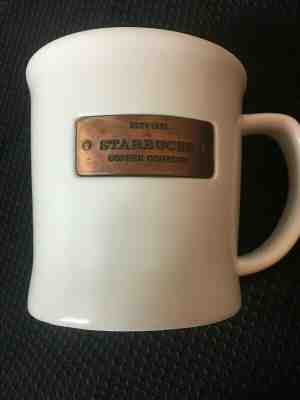 2010 Starbucks Coffee MUG White with Copper Logo Plate 16 oz - Sold on eBay Nov, 8th 2019 for $15.99