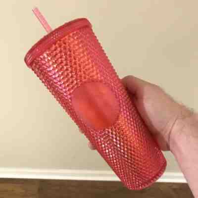 STARBUCKS 2019 Holiday Limited Edition Neon Pink Studded Cold Cup Tumbler 24 oz - Sold on eBay Nov, 8th 2019 for $33.00
