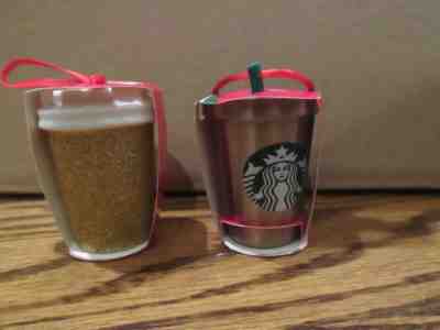Starbucks Stainless Steel Cold Cup & Gold Glitter Cup Christmas Holiday Ornament - Sold on eBay Nov, 8th 2019 for $19.99