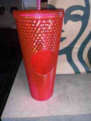 Starbucks 2019 Neon Hot Pink Studded Cold Cup Tumbler 24oz Christmas, NWT - Sold on eBay Nov, 8th 2019 for $30.00
