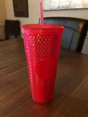 NEW STARBUCKS 2019 Neon Pink Studded Cold Cup Tumbler WINTER HOLIDAY 24 oz - Sold on eBay Nov, 8th 2019 for $37.00