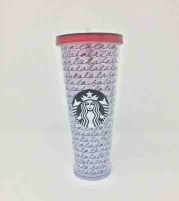 Starbucks FaLaLaLa Holiday Venti Cold Cup Tumbler 24oz Travel EUC - Sold on eBay Nov, 7th 2019 for $18.50